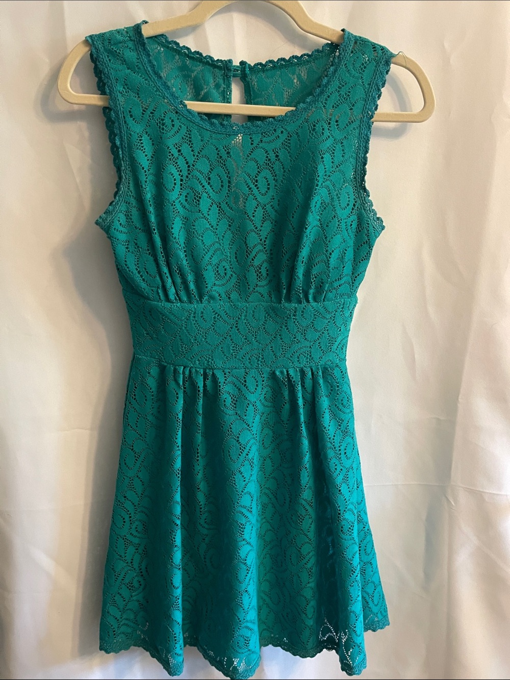B Darlin Teal Lace Sleeveless Fit & Flare Dress